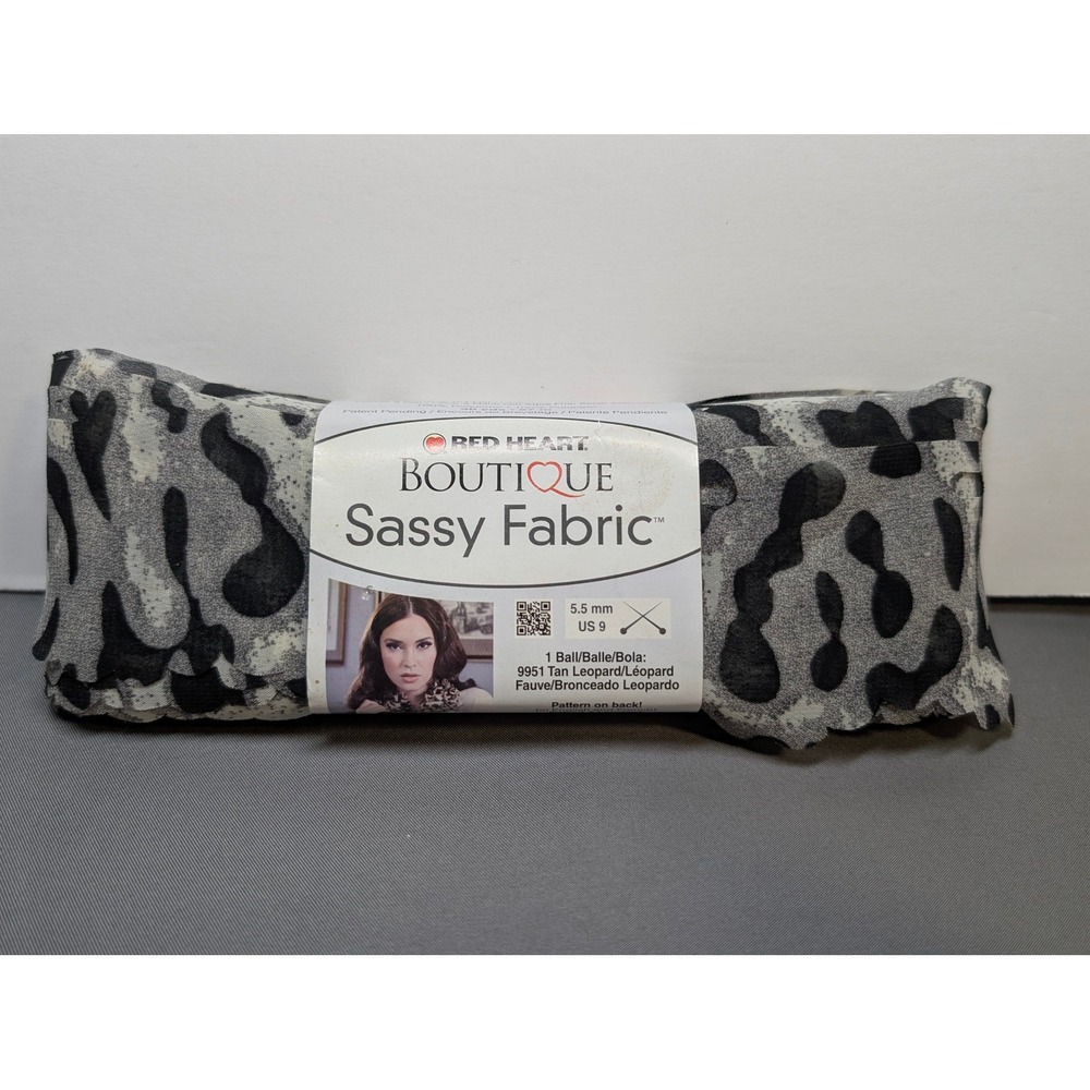 Red Heart Boutique Sassy Fabric 9951 Tan Leopard Gray Yarn 30 Yds Discontinued